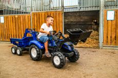 Дитячий трактор на педалях з причепом, переднім та заднім ковшами Falk 3090W NEW HOLLAND (колір - синій)